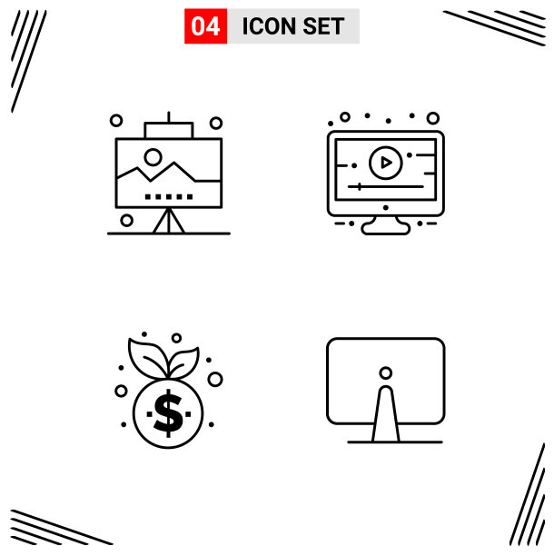 4图标线条样式基于网格的创意轮廓图片下载