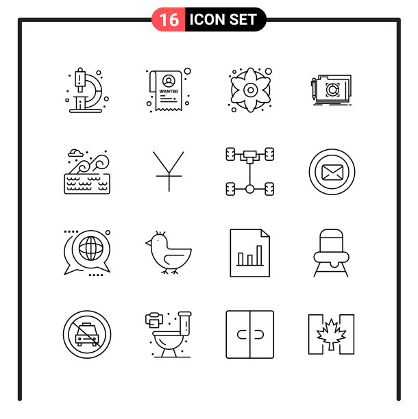 为网页和手机设置16个线条样式图标图片下载
