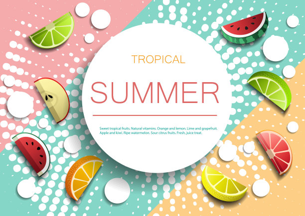 彩色背景上的三维水果图片下载