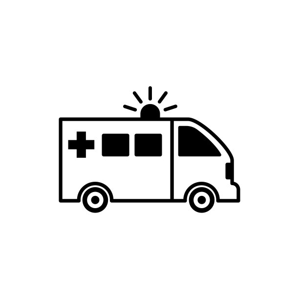 救护车图标在时尚的平面设计图片下载