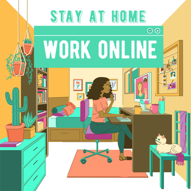 拉丁美洲黑人妇女在家里工作电脑书桌卧室工作空间图片下载