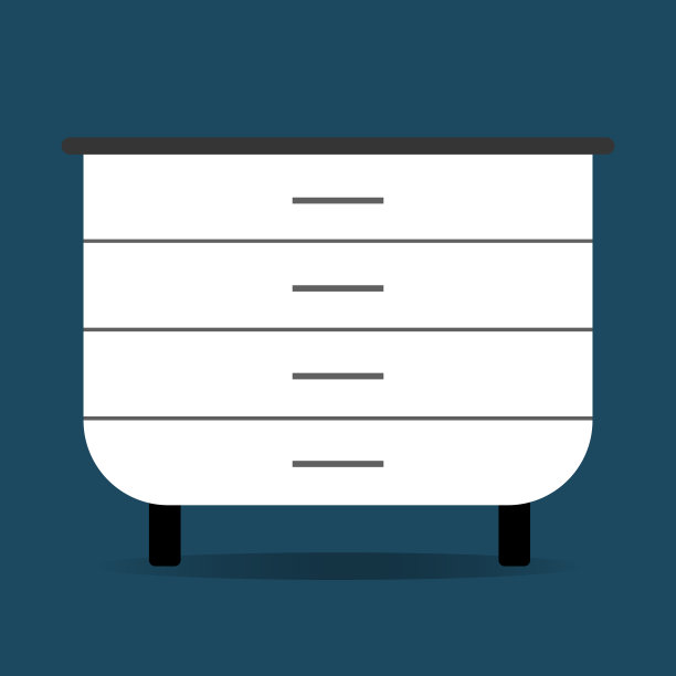 矢量插图的白色床头柜孤立在一个蓝色的背景。室内设计要素图片下载