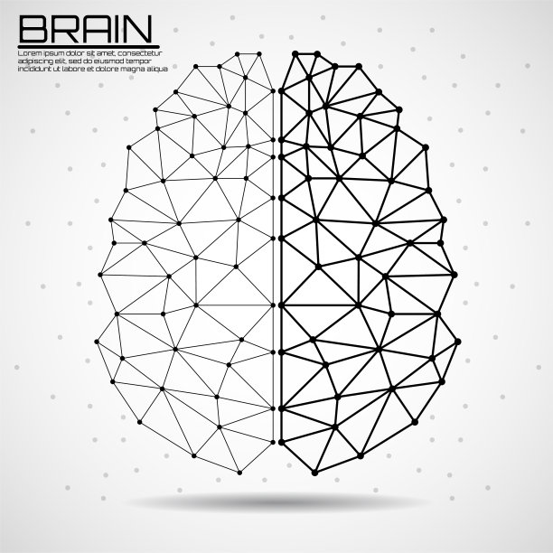 人脑中抽象的线和点，多边形线框图片下载