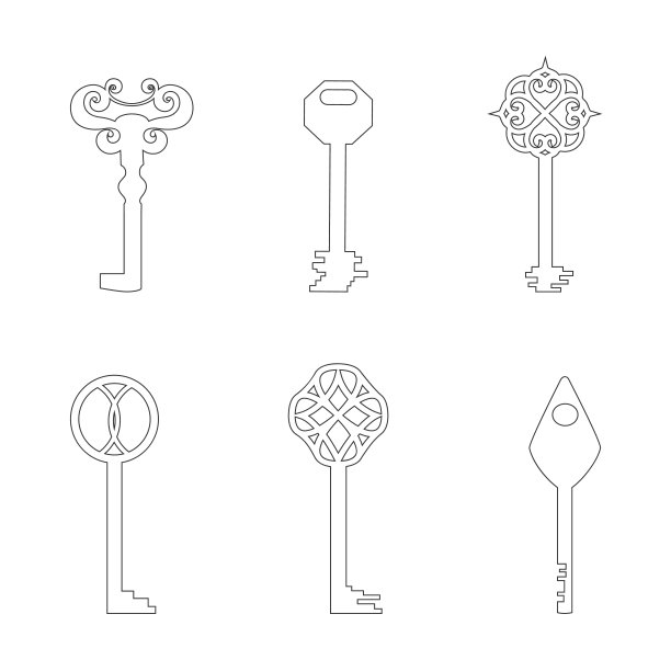 设置六个轮廓键隔离在白色背景图片下载