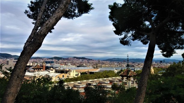 巴塞罗那城市的全景鸟瞰图图片下载