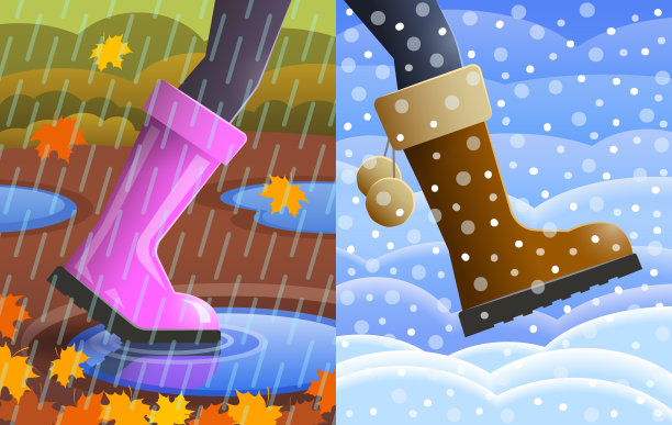 从秋到冬。季节变化概念图片下载