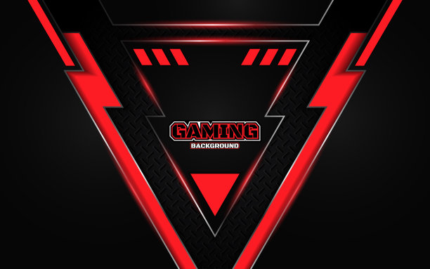 抽象的未来主义黑色和红色电子竞技游戏背景与现代形状。图片下载