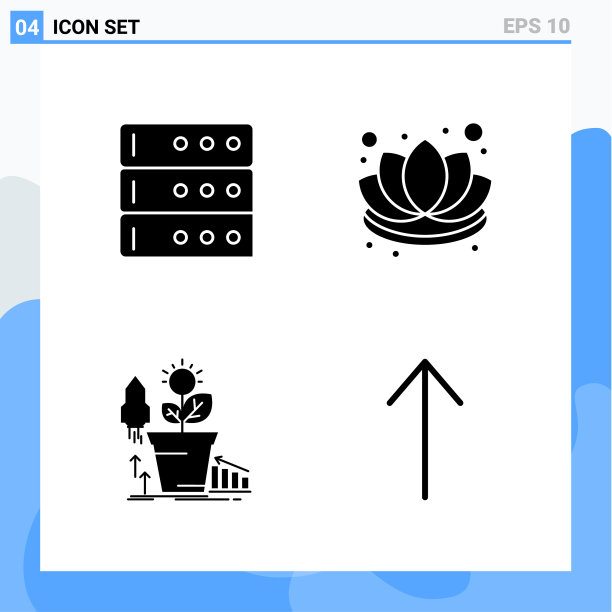 现代4个固体样式图标的象形符号图片下载