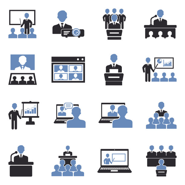 业务演示图标。双色调平面设计。矢量插图。图片下载