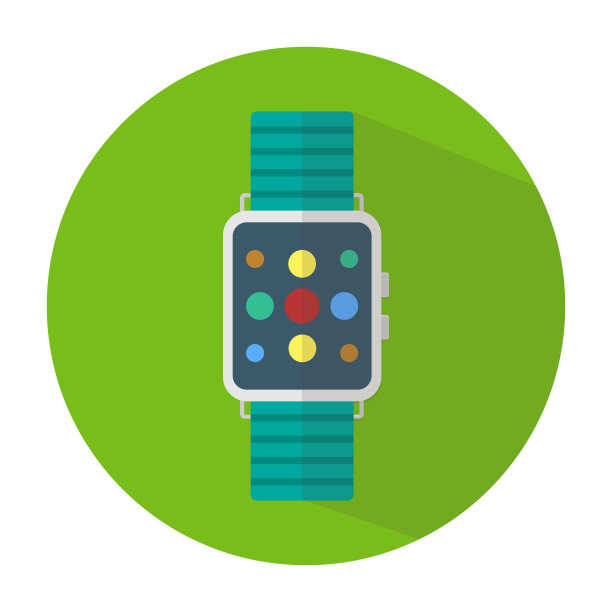 现代闪亮的智能手表与钢手镯应用程序图标在屏幕上孤立的白色背景。矢量图图片下载
