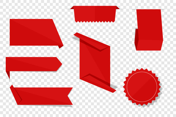 一组红色标签。矢量标签和徽章孤立在透明的背景。平面的现代广告横幅。股票插图图片下载