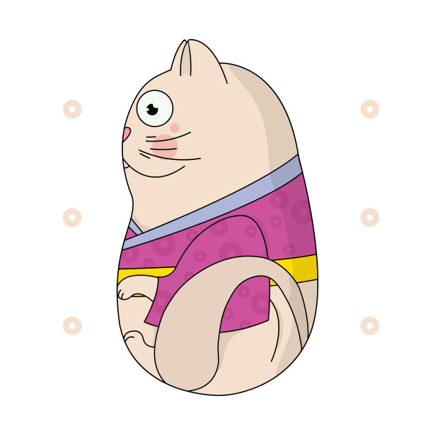 日本风格的猫。日本娃娃。可爱的素描贴纸，卡片，包装，笔记本，t恤，环保袋。矢量插图。图片下载