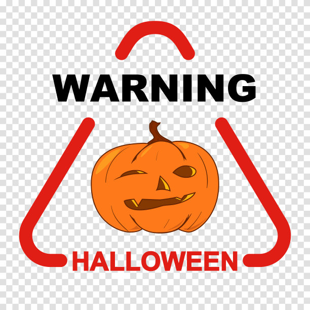 万圣节警告标志用南瓜。透明背景。矢量插图。图片下载
