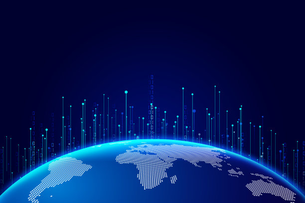 数字地球，虚线，01二进制数据组合，意味着全球化、国际化、互联网大数据技术背景。图片下载