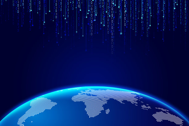 数字地球，虚线，01二进制数据组合，意味着全球化、国际化、互联网大数据技术背景。图片下载