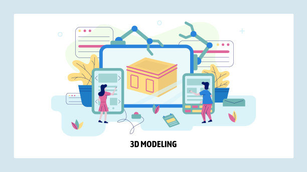 3D建模、印刷和工业制造。原型cad工程，机械臂机械手。概念说明。矢量网站设计模板图片下载