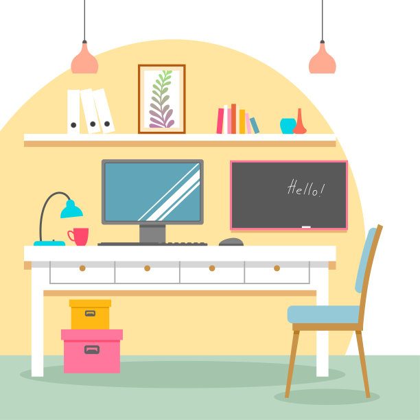 家庭办公室的工作空间图片下载