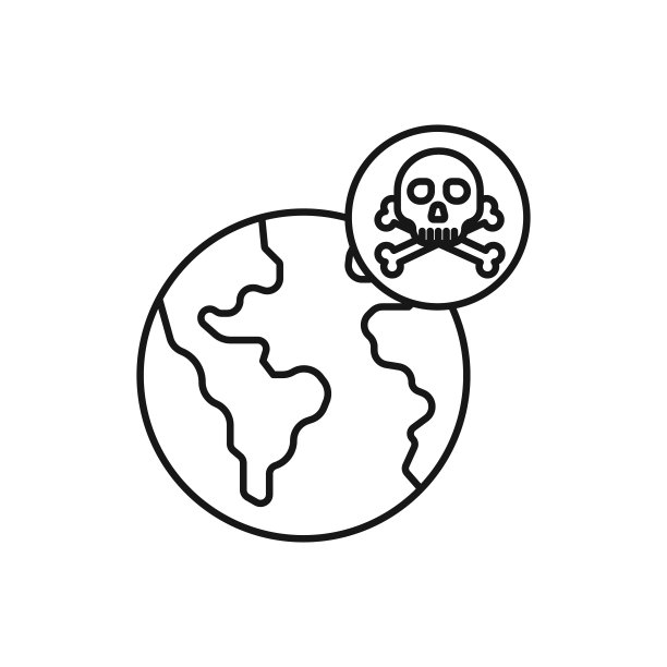 带有头骨的世界图标图片下载