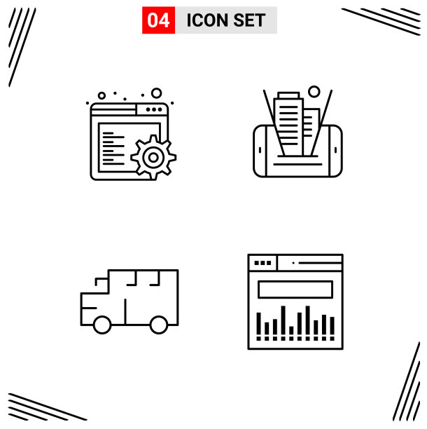 4图标线条样式基于网格的创意轮廓图片下载