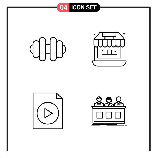 为网页和移动设置4个线条样式图标图片下载