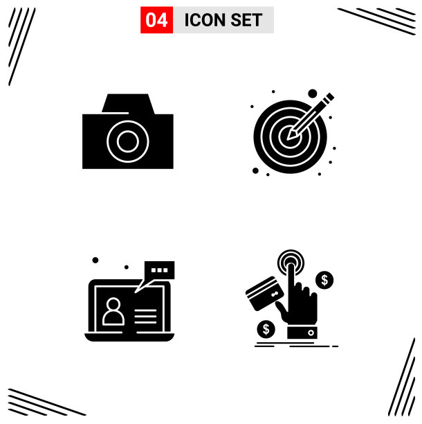 4图标固体样式网格基础上的创意字形图片下载