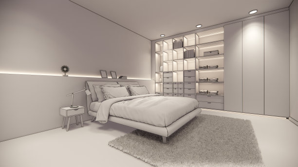 3 d渲染。室内设有厨房的现代开放式生活空间。Loft风格复式公寓住宅。家居装饰室内设计。把素描画得逼真。图片下载