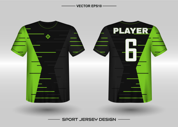 t恤运动服装矢量设计模板，足球俱乐部球衣模型。前后视图一致。图片下载