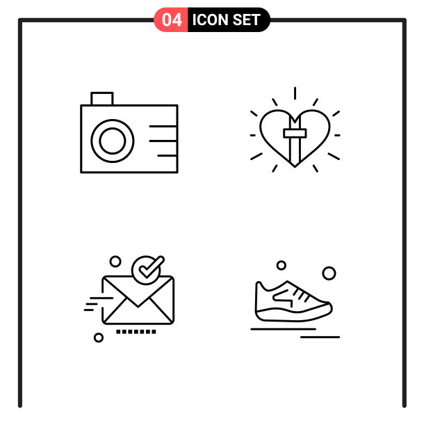 为网页和移动设置4个线条样式图标图片下载