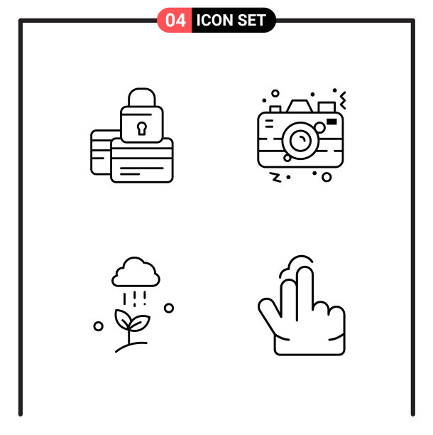 为网页和移动设置4个线条样式图标图片下载
