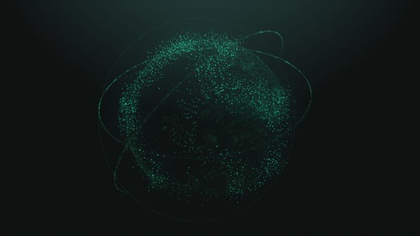 数字数据地球- 3d地球动画。地球动画旋转无缝飞行在网络空间结构环绕地球。未来的商业和技术概念。图片下载