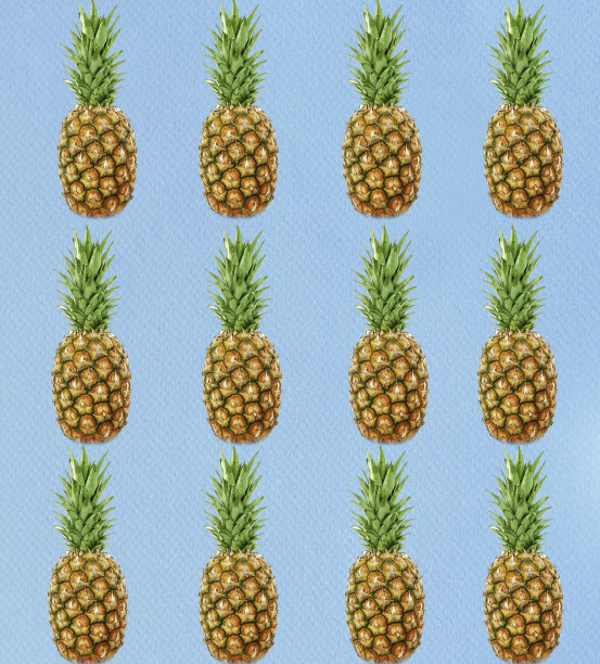 彩色菠萝背景-无缝图案图片下载