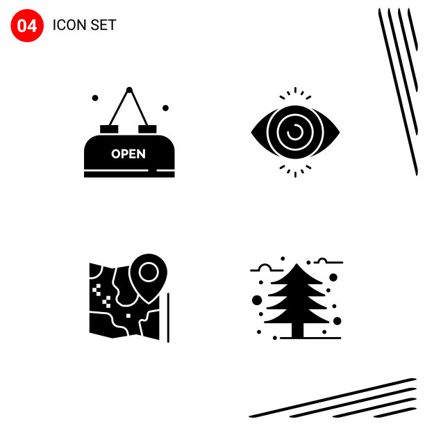 在固体样式像素中收集4个图标图片下载