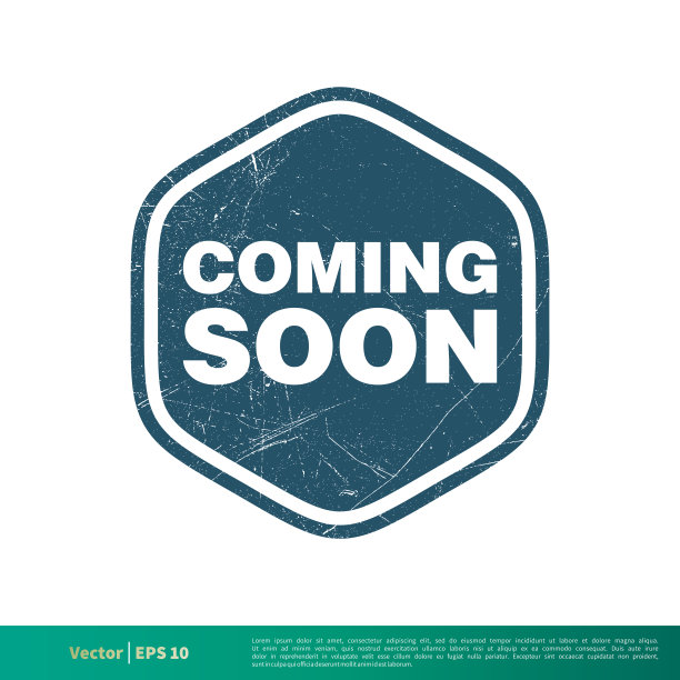 六边形Grunge即将到来矢量旗帜模板插图设计。向量EPS 10。图片下载