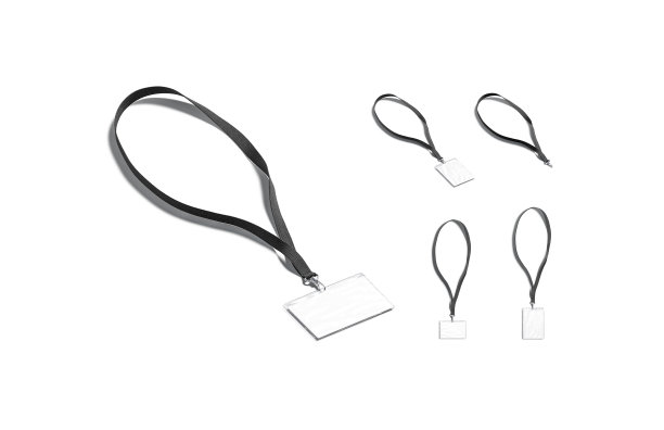 空白的黑色挂带与名片模型，不同的观点图片下载