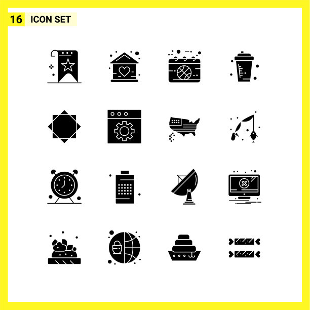 16个图标设置简单的立体符号符号标志上图片下载