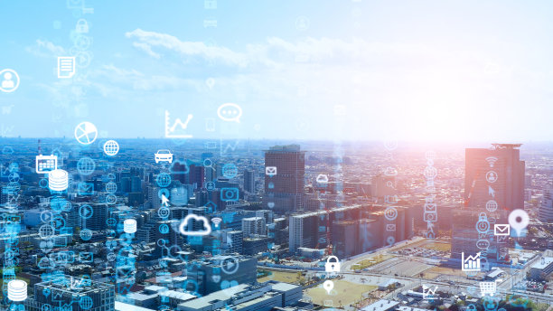 智慧城市与通信网络概念。5克。LPWA(低功率广域)。无线通信。图片下载