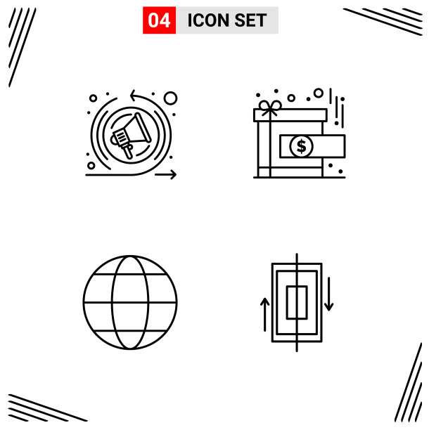 4图标线条样式基于网格的创意轮廓图片下载