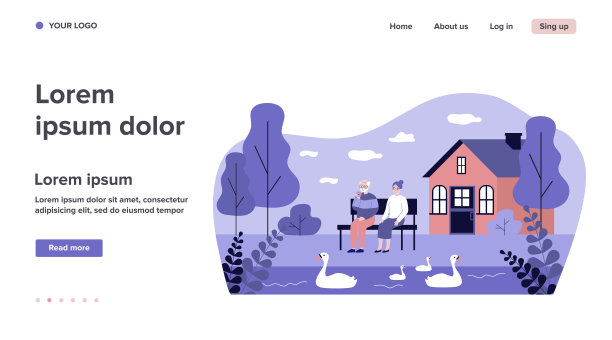 一对老年夫妇在池塘里看天鹅图片下载