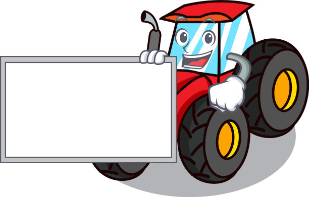 带有棋盘拖拉机卡通人物风格图片下载