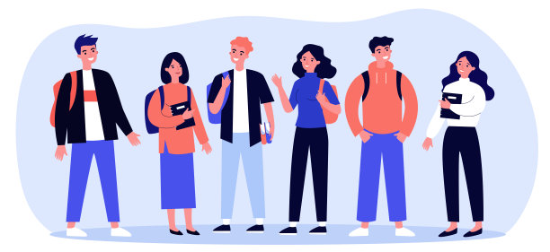 快乐的大学生拿着书和背包图片下载