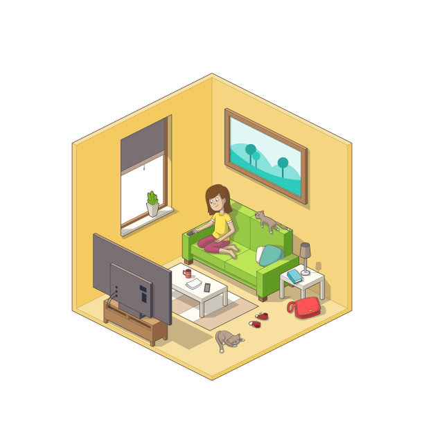 女孩看电视图片下载