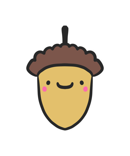 橡子手绘矢量插图图标标识在涂鸦卡哇伊卡通风格图片下载