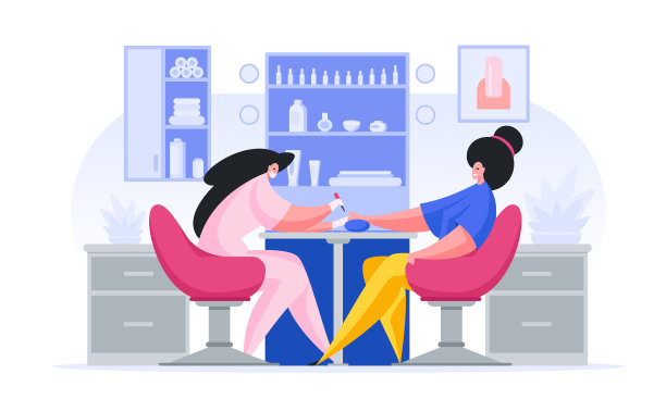 在沙龙接受美甲的顾客的女性特征图片下载