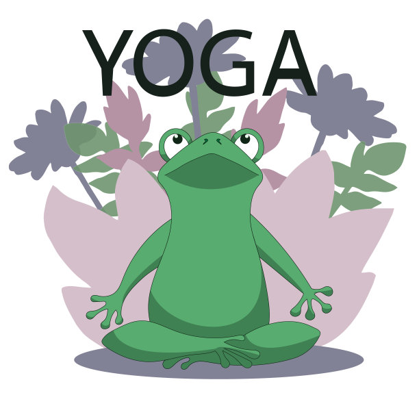 矢量瑜伽青蛙在莲花的位置图片下载