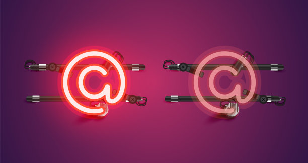 现实霓虹字符集，矢量插图图片下载