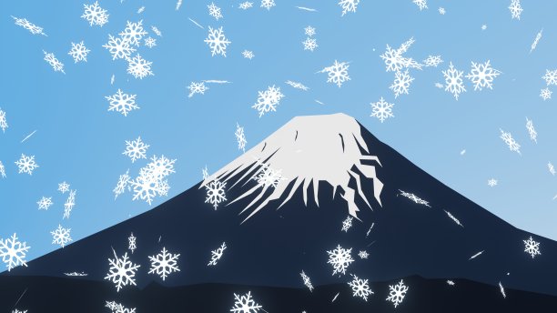 落在富士山上的雪晶体，3D渲染图片下载