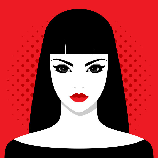 漂亮的年轻女子，有长长的黑发图片下载