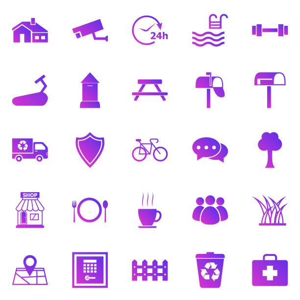 村庄渐变图标在白色的背景图片下载