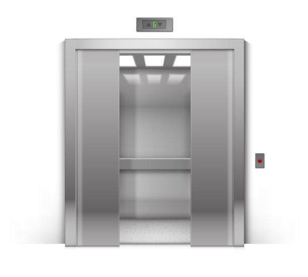 半开放式铬金属办公大楼电梯图片下载