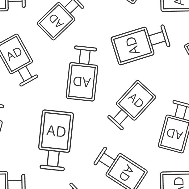 广告牌图标在平面风格。城市灯光在白色孤立的背景上显示矢量插图。横幅海报无缝模式的经营理念。图片下载